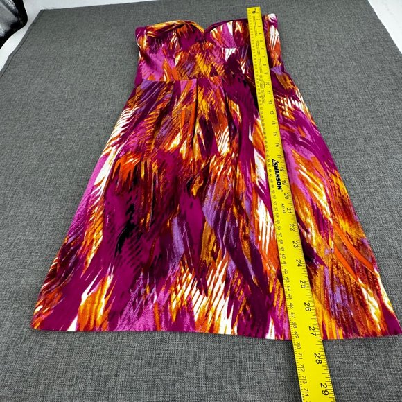 Bisou Bisou Michele Bohbot Strapless Dress Size 4 Cotton Spandex Purple Yellow - Picture 7 of 14